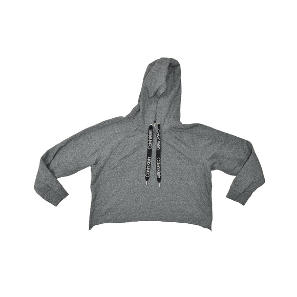 Calvin Klein Women's Gray Cropped Hoodie Pullover Sweatshirt Size L - Picture 1 of 8